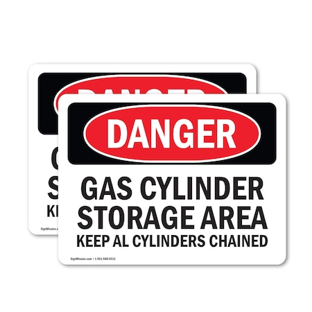 Signmission Gas Cylinder Storage Area Keep All Cylinders Danger Sign, Vinyl Decal, 5in W x 3.5in L, 2PK OS-2PACK-DS-D-35-L-2055